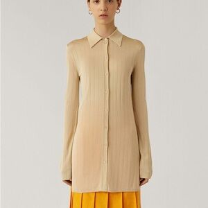 Joseph Beth shinny rib knot long sleeve button down top